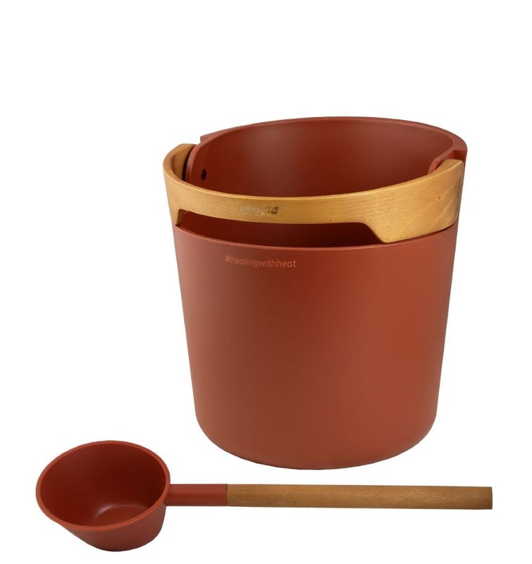 Harvia Helmi bastuset Terracotta / r&ouml;dbrun, inkl: bastuhink och skopa SA011R